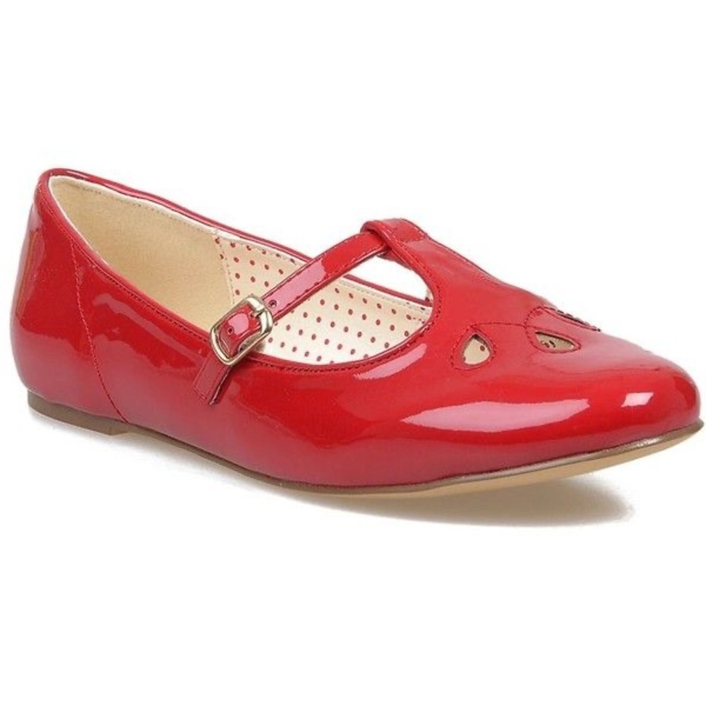 B.A.I.T. Footwear ModCloth Red Patent Vegan Leather Mary Jane Flats
